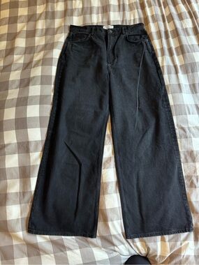 Reformation Black Wide-Leg High-Rise Jeans size 31